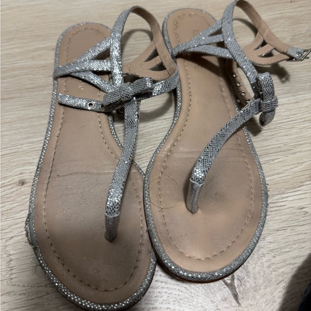 Kate Spade Silver Sparkle Strappy Sandals